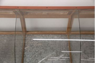 和製アンティーク　激レアデザイン!丸いフォルムがお洒落なガラスケース(飾り棚、ショーケース、陳列棚)(R-049035)