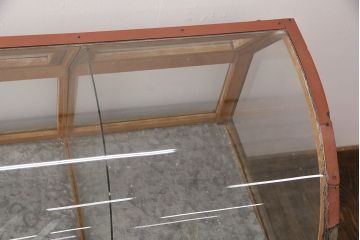 和製アンティーク　激レアデザイン!丸いフォルムがお洒落なガラスケース(飾り棚、ショーケース、陳列棚)(R-049035)