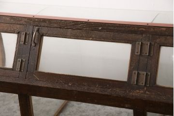 和製アンティーク　激レアデザイン!丸いフォルムがお洒落なガラスケース(飾り棚、ショーケース、陳列棚)(R-049035)