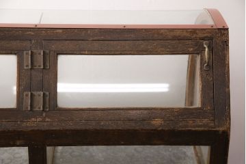 和製アンティーク　激レアデザイン!丸いフォルムがお洒落なガラスケース(飾り棚、ショーケース、陳列棚)(R-049035)