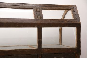 和製アンティーク　激レアデザイン!丸いフォルムがお洒落なガラスケース(飾り棚、ショーケース、陳列棚)(R-049035)