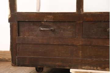 和製アンティーク　激レアデザイン!丸いフォルムがお洒落なガラスケース(飾り棚、ショーケース、陳列棚)(R-049035)