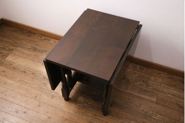 中古　松本民芸家具　M型　洗練されたデザインが魅力的なバタフライテーブル(エクステンションテーブル、バタフライ卓)(定価約20万円)(R-049037)