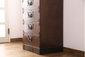中古　岩谷堂箪笥　人気の縦型!スリムでお部屋に取り入れやすい立長箪笥(引き出し、ハイチェスト、整理タンス、和箪笥)(R-049038)