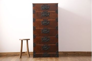 中古　岩谷堂箪笥　人気の縦型!スリムでお部屋に取り入れやすい立長箪笥(引き出し、ハイチェスト、整理タンス、和箪笥)(R-049038)