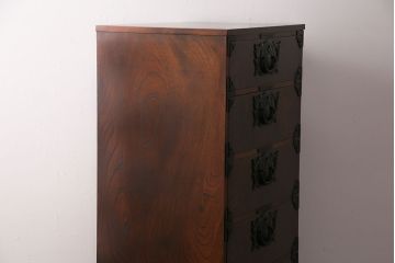 中古　岩谷堂箪笥　人気の縦型!スリムでお部屋に取り入れやすい立長箪笥(引き出し、ハイチェスト、整理タンス、和箪笥)(R-049038)