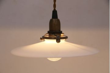 アンティーク照明　シンプルで取り入れやすい!レトロな平笠シェードの天井照明2個セット(ペンダントライト、天井照明)(R-049043)