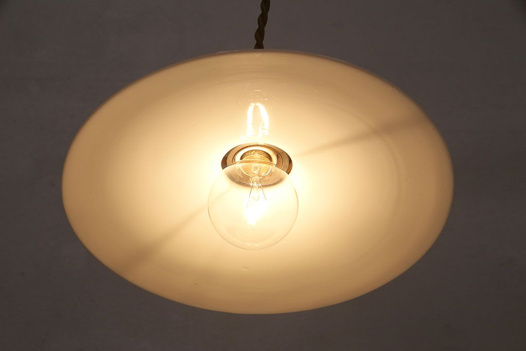 アンティーク照明　シンプルで取り入れやすい!レトロな平笠シェードの天井照明2個セット(ペンダントライト、天井照明)(R-049043)