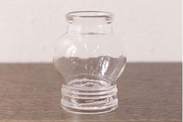 昭和レトロ　ダイヤガラスがお洒落な古いガラスの豆ランプ(オイルランプ、火屋、油壷)(R-049053)