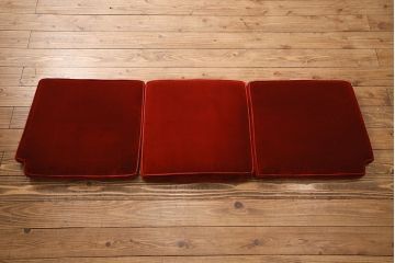 中古　美品　松本民芸家具　上品な佇まいが魅力のD型布張り椅子(ベンチ、ソファ、3人掛けソファ)(定価約55万円)(R-049057)