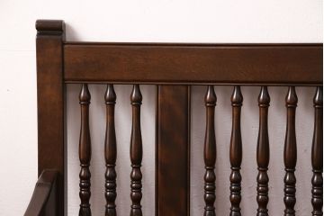 中古　美品　松本民芸家具　上品な佇まいが魅力のD型布張り椅子(ベンチ、ソファ、3人掛けソファ)(定価約55万円)(R-049057)