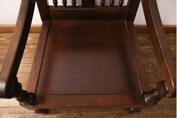 中古　美品　松本民芸家具　上品な佇まいが魅力のD型布張り椅子(ソファ、アームチェア、一人掛けソファ)(定価約27万円)(R-049059)
