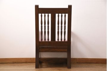 中古　美品　松本民芸家具　上品な佇まいが魅力のD型布張り椅子(ソファ、アームチェア、一人掛けソファ)(定価約27万円)(R-049059)