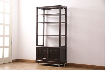 中古　北海道民芸家具　HM156　美しい佇まいと機能性を兼ね備えた四方棚(飾り棚、陳列棚、収納棚、オープンラック、キャビネット)(定価約30万円)(R-049071)