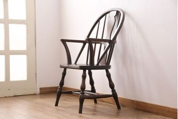 中古美品　松本民芸家具　洗練されたフォルムが上品なWB型アームチェア(定価約16万円)(椅子)(R-049076)
