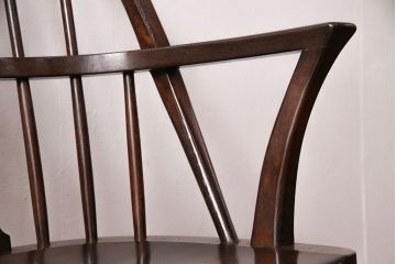 中古美品　松本民芸家具　洗練されたフォルムが上品なWB型アームチェア(定価約16万円)(椅子)(R-049077)