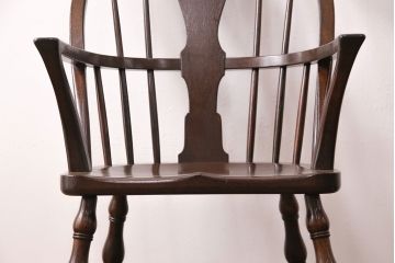中古美品　松本民芸家具　洗練されたフォルムが上品なWB型アームチェア(定価約16万円)(椅子)(R-049077)