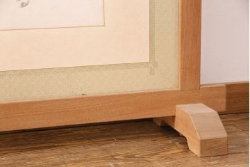 昭和初期　ケヤキ材　智恵子抄　上品な和の雰囲気を盛り上げる衝立(つい立て、パーテーション、間仕切り、茶道具)(R-049079)