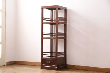 中古　極美品　国産　ケヤキ・杉材　造りの良さが素晴らしい手造り家具の飾り棚(陳列棚、引き出し)(R-049080)