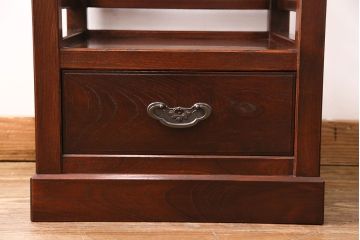 中古　極美品　国産　ケヤキ・杉材　造りの良さが素晴らしい手造り家具の飾り棚(陳列棚、引き出し)(R-049080)