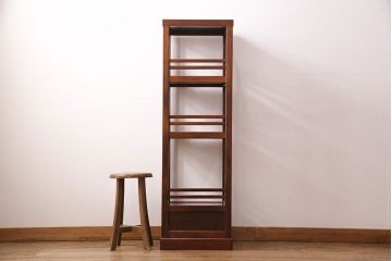 中古　極美品　国産　ケヤキ・杉材　造りの良さが素晴らしい手造り家具の飾り棚(陳列棚、引き出し)(R-049080)