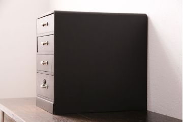 和製アンティーク　品の良さを感じさせる、マットブラックペイントの小引き出し(小物収納、卓上収納)(R-049085)