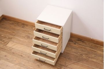 和製アンティーク　ペイントカラーが優しい印象の小引き出し(小物収納、サイドチェスト)(R-049086)