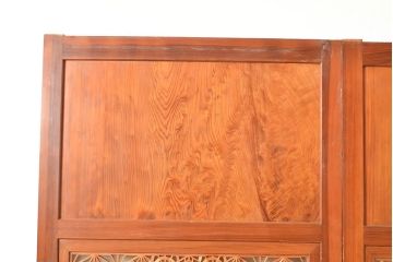 アンティーク建具　板部一枚板　芸術品のように美しい組子が目を惹く帯戸2枚セット(ガラス帯戸、組子帯戸、引き戸、建具)(R-049094)
