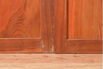 アンティーク建具　板部一枚板　芸術品のように美しい組子が目を惹く帯戸2枚セット(ガラス帯戸、組子帯戸、引き戸、建具)(R-049094)