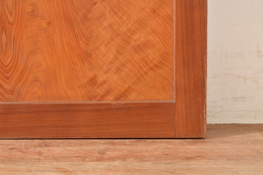 アンティーク建具　板部一枚板　芸術品のように美しい組子が目を惹く帯戸2枚セット(ガラス帯戸、組子帯戸、引き戸、建具)(R-049094)