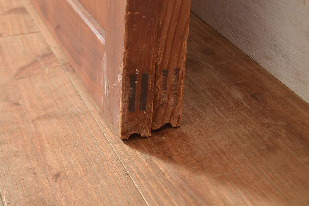 アンティーク建具　板部一枚板　芸術品のように美しい組子が目を惹く帯戸2枚セット(ガラス帯戸、組子帯戸、引き戸、建具)(R-049094)