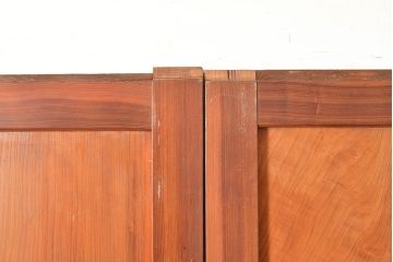 アンティーク建具　板部一枚板　芸術品のように美しい組子が目を惹く帯戸2枚セット(ガラス帯戸、組子帯戸、引き戸、建具)(R-049094)