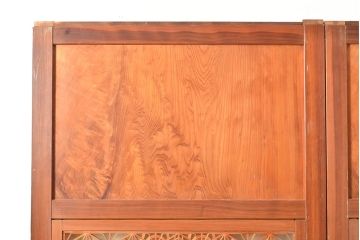 アンティーク建具　板部一枚板　芸術品のように美しい組子が目を惹く帯戸2枚セット(ガラス帯戸、組子帯戸、引き戸、建具)(R-049094)