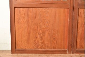 アンティーク建具　板部一枚板　芸術品のように美しい組子が目を惹く帯戸2枚セット(ガラス帯戸、組子帯戸、引き戸、建具)(R-049094)