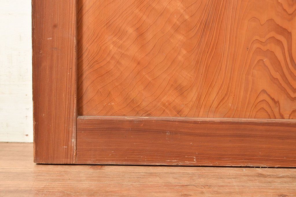 アンティーク建具　板部一枚板　芸術品のように美しい組子が目を惹く帯戸2枚セット(ガラス帯戸、組子帯戸、引き戸、建具)(R-049094)