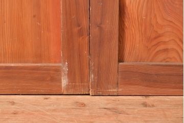 アンティーク建具　板部一枚板　芸術品のように美しい組子が目を惹く帯戸2枚セット(ガラス帯戸、組子帯戸、引き戸、建具)(R-049094)