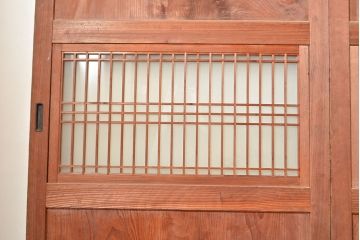 アンティーク建具　木の味わいが堪能できる帯戸4枚セット(ガラス帯戸、板戸、引き戸、建具)(R-049098)