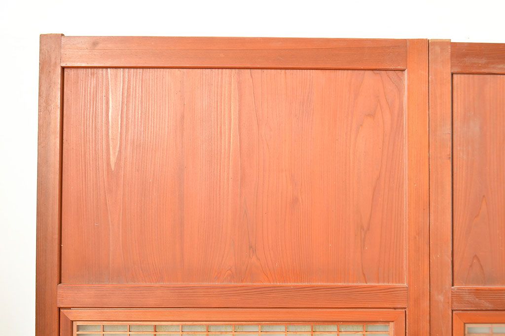 和製アンティーク　美しく繊細な組子細工が上品な印象を与える帯戸4枚セット(ガラス帯戸、建具、引き戸)(R-049099)