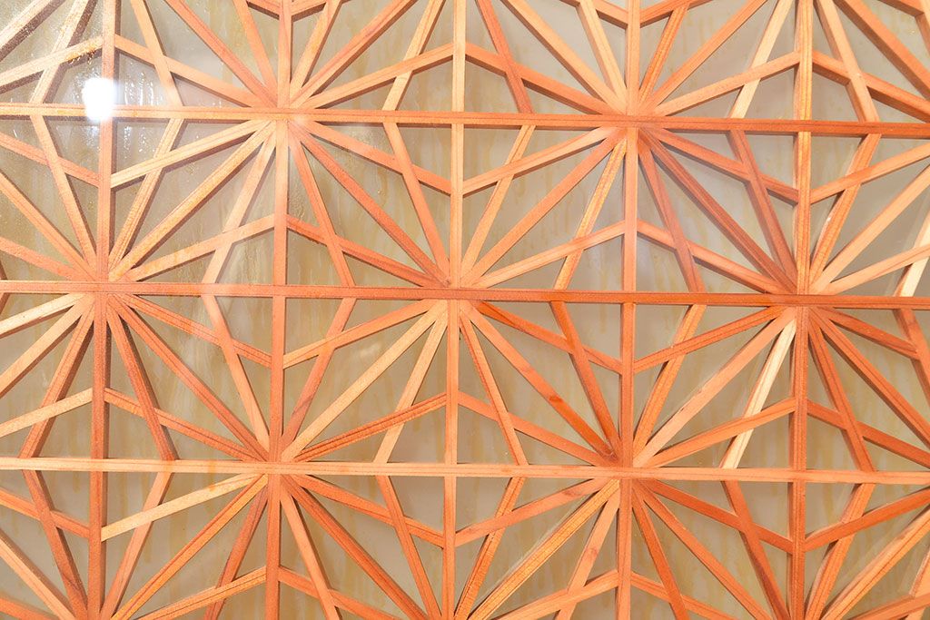 和製アンティーク　美しく繊細な組子細工が上品な印象を与える帯戸4枚セット(ガラス帯戸、建具、引き戸)(R-049099)