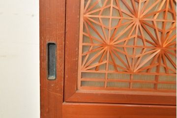 和製アンティーク　美しく繊細な組子細工が上品な印象を与える帯戸4枚セット(ガラス帯戸、建具、引き戸)(R-049099)