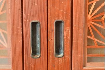 和製アンティーク　美しく繊細な組子細工が上品な印象を与える帯戸4枚セット(ガラス帯戸、建具、引き戸)(R-049099)