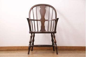 中古美品　松本民芸家具　洗練されたフォルムが上品なWB型アームチェア(定価約16万円)(椅子)(R-049100)
