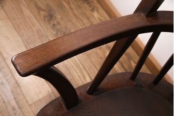 中古美品　松本民芸家具　洗練されたフォルムが上品なWB型アームチェア(定価約16万円)(椅子)(R-049100)