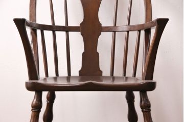 中古美品　松本民芸家具　洗練されたフォルムが上品なWB型アームチェア(定価約16万円)(椅子)(R-049100)