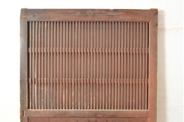 アンティーク建具　栗材・松材　整然と並ぶ縦桟が和モダンな印象の蔵戸(引き戸、玄関戸)(R-049102)
