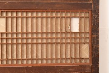 アンティーク建具　大正期　レトロな雰囲気を醸しだす格子帯戸1枚(引き戸、障子帯戸、建具)(R-049109)
