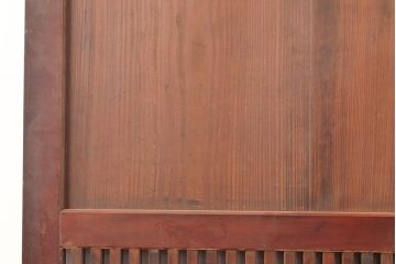 アンティーク建具　明治大正期　赤みがかった色合いと経年による味わいが魅力の格子帯戸1枚(引き戸、建具)(R-049111)