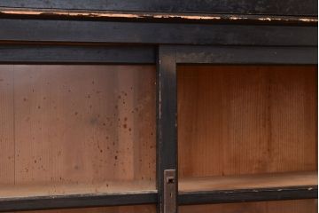 和製アンティーク　大正ロマン　重ねガラス戸棚(収納棚、戸棚、キャビネット)(R-049113)