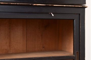 和製アンティーク　大正ロマン　重ねガラス戸棚(収納棚、戸棚、キャビネット)(R-049113)