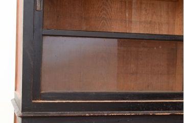 和製アンティーク　大正ロマン　重ねガラス戸棚・上段(収納棚、戸棚、キャビネット)(R-049114)